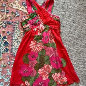 Tibi Pink and Red Floral Dress
